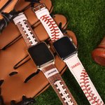 Baseball/Football Leather Apple Watch Band with Engraving
