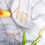 Large Sideways Initial Necklace Engraved Name