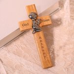Wood Blessing Cross First Communion Baptism for Children