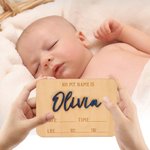 Wood Baby Announcement Board Sign with Custom Name