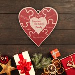 Wooden Heart Puzzle Together We are Family Ornament
