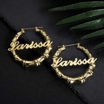 Name Bamboo Hoop-Ohrringe