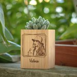 Vaso da fiori in legno con foto personalizzata e nome Regalo di inaugurazione per amici di famiglia