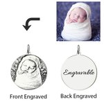 Personalized Birthstone Photo Sterling Silver Necklace with Feet and Engraved Name Mother's Day Gift for New Mom