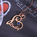 Treble Clef Music Note Name Necklace with Birthstone