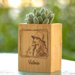 Vaso da fiori in legno con foto personalizzata e nome Regalo di inaugurazione per amici di famiglia