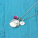 Personalized Birthstone Photo Sterling Silver Necklace with Feet and Engraved Name Mother's Day Gift for New Mom