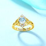 Promise Ring Engraved Celtic Band Birthstone Sterling Silver