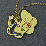 Engraved Mother's Butterfly Necklace with 1 - 8 Birthstones | Callie