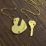 Set di ciondoli incisi con il nome della chiave del mio cuore per le coppie