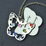 Engraved Mother's Butterfly Necklace with 1 - 8 Birthstones | Callie