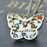 Engraved Mother's Butterfly Necklace with 1 - 8 Birthstones | Callie