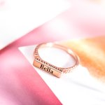 Anillos apilables personalizados de plata de ley con nombre grabado Cumpleaños para ella