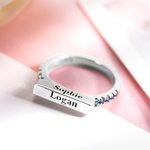 Anillos apilables personalizados de plata de ley con nombre grabado Cumpleaños para ella