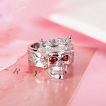 Gravierter Geburtsstein Skeleton King Skull Ring