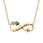 Engraving Heartbeat Infinity Necklace With Birthstones