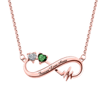 Engraving Heartbeat Infinity Necklace With Birthstones