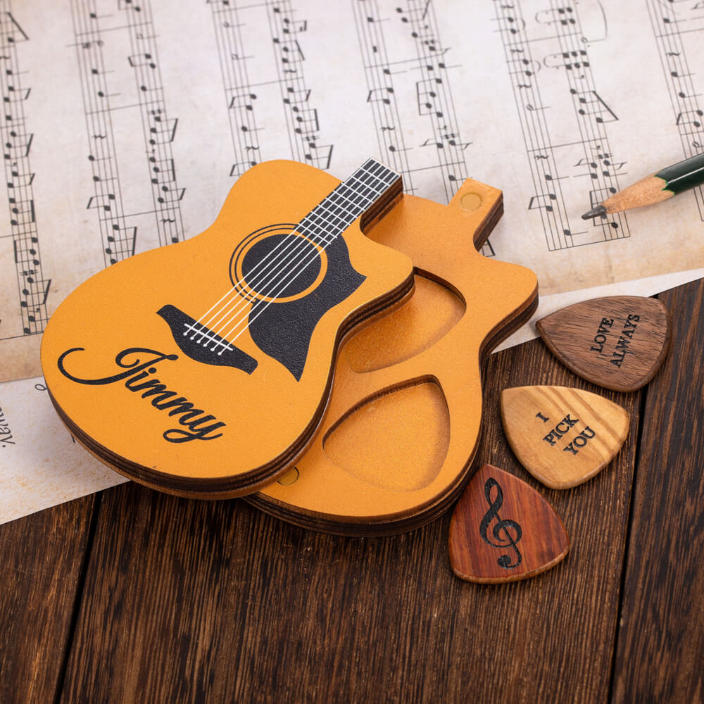 Personalized Wooden Guitar Picks Set Gifts for Guitar Players CALLIE