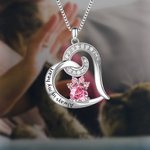 Always in My Heart Paw Print Birthstone Memorial Necklace