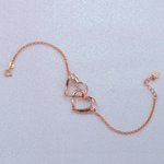 Bracelet en Argent Sterling Personnalisé avec Pierres de Naissance et Noms Gravés Accessoire Deux Cœurs Entrelacés Cadeau Saint-Valentin pour Femme