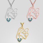 Mother Child Birthstone Necklace For Mom