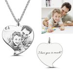 Engraved Heart Photo Necklace Silver
