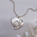 Engraved Heart Photo Necklace Silver