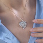 Engraved Heart Photo Necklace Silver