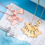 Dog Bone Paw Name Necklace