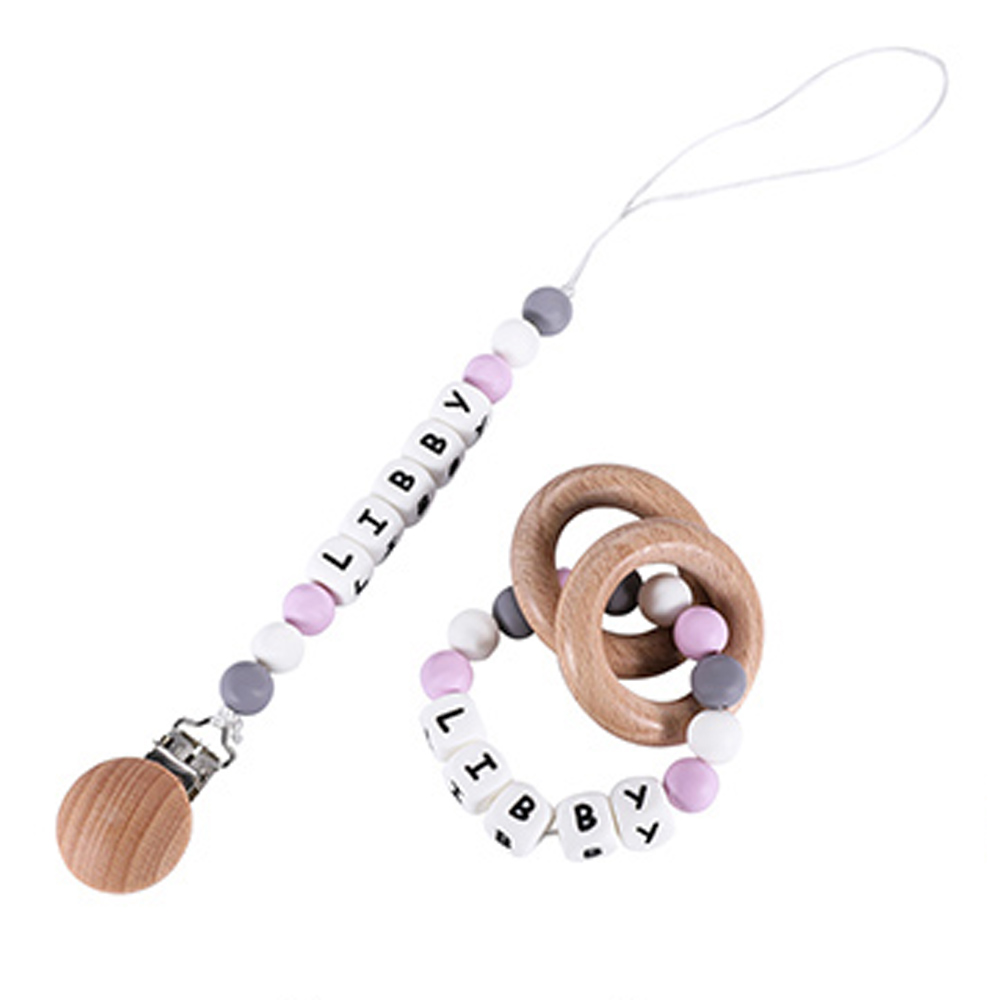 Custom Baby Pacifier Clip & Teether Set with Name CALLIE