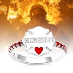 Name Firefighter Badge Ring
