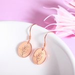 Personalised Birth Month Flower Earrings with Back Engraving