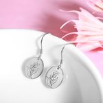 Personalised Birth Month Flower Earrings with Back Engraving