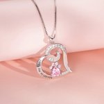 Always in My Heart Paw Print Birthstone Memorial Necklace