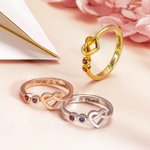 2 - 4 Piedras de Nacimiento Anillo Corazón para Mujer en Plata