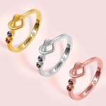 2 - 4 Piedras de Nacimiento Anillo Corazón para Mujer en Plata