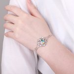 Pulsera de mujer con piedra de nacimiento corazón personalizada y nombre