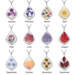 Birth Month Dried Flower Drop Necklace