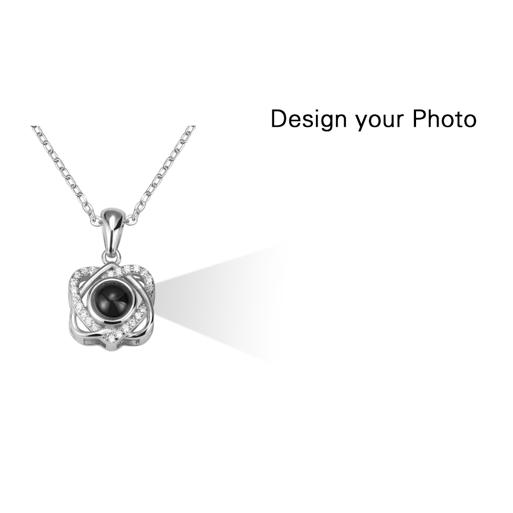 Center of Me Photo Projection Necklace with I Love You in 100 Languages
