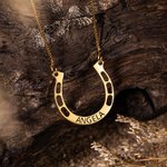 Horseshoe Necklace Engraved Custom Name