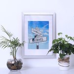 20th Anniversary Gift Platinum Frame Street Sign Painting with Double Names & Date