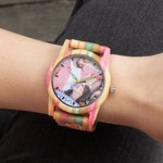 Colorful Bamboo Photo Watch Back Engraving