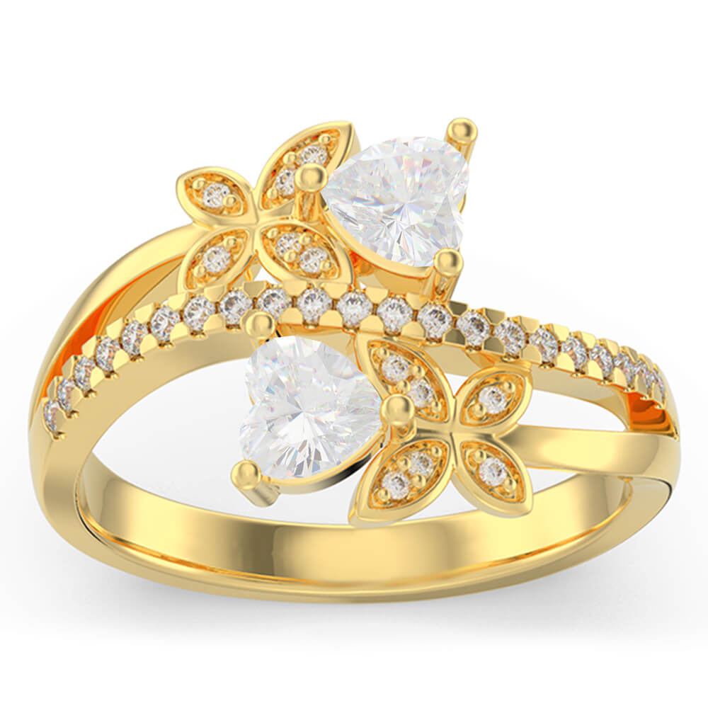 Custom matching butterfly promise rings with double birthstones