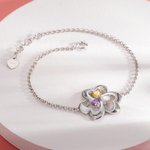 Pulsera de mujer con piedra de nacimiento corazón personalizada y nombre
