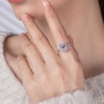 Double Birthstones Square Sparkle Ring