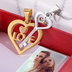 Birthstone Matching Heart & Key Necklace for Couples