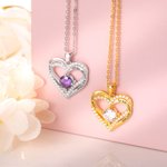 Forever Love Double Heart Birthstone Necklace for Her