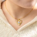 Forever Love Double Heart Birthstone Necklace for Her