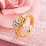 2 Hart Ring voor vrouwen met namen & geboortestenen