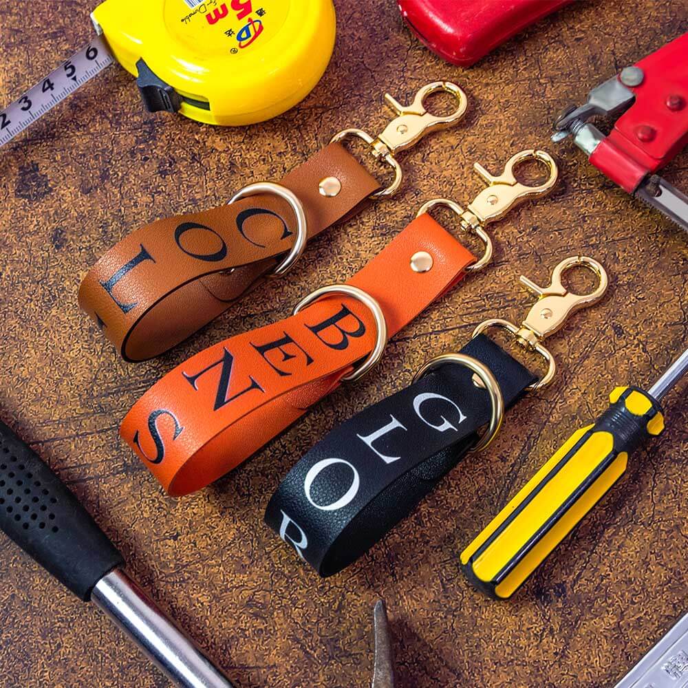 Personalized Engraved Leather Glove Clip Holder Strap CALLIE